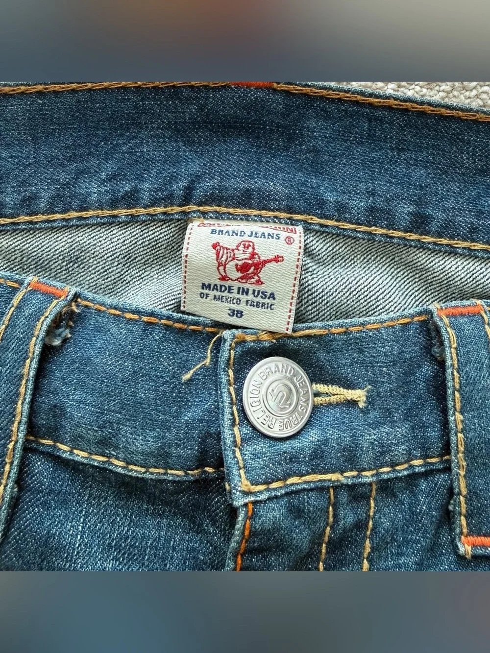 Vintage Men’s True Religion Dark Blue Straight-Leg Jeans